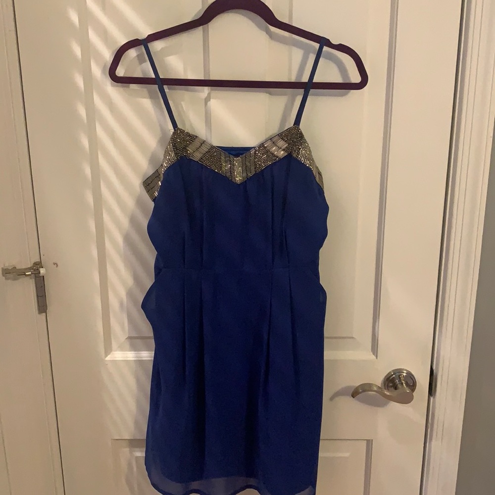 Greylin Sequin Trim Spaghetti Strap Dress